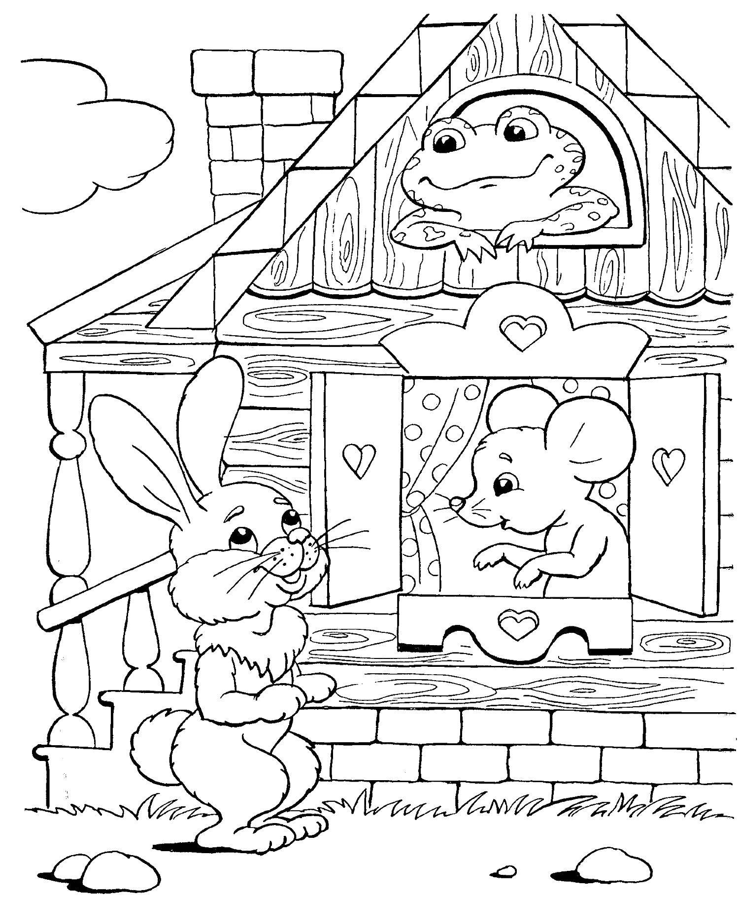 Раскраска Теремок Скачать ,Сказки, Теремок ,.  Распечатать 