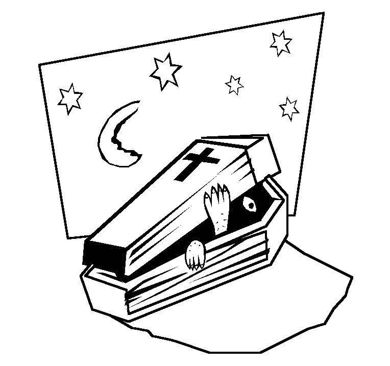 Название: Раскраска Дракула спит в гробу. Категория: Хэллоуин. Теги: дракула, гроб.