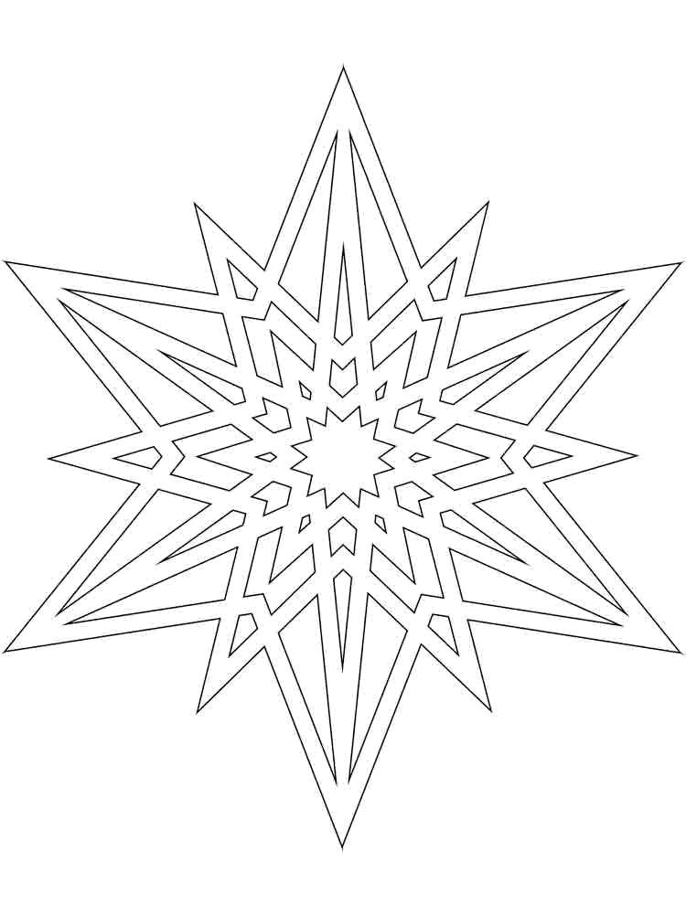 Раскраска Остроугольная снежинка Скачать ,Снежинки, снег, зима,.  Распечатать 