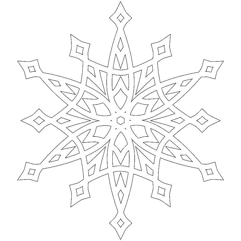 Раскраска Снежинка Скачать ,Снежинки, снег, зима,.  Распечатать 