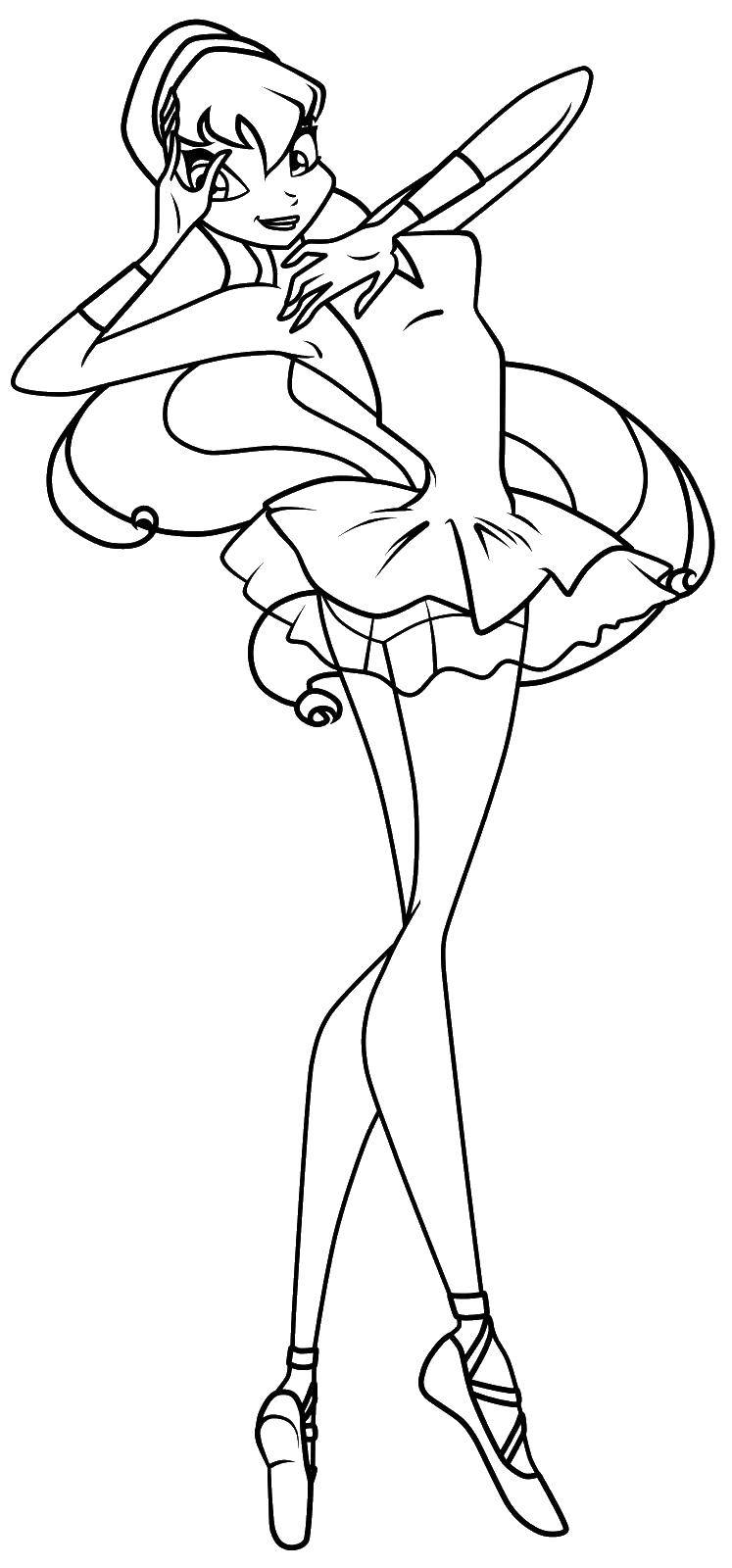 Название: Раскраска Стелла из мультфильма winx. Категория: балерина. Теги: Балерина, балет.
