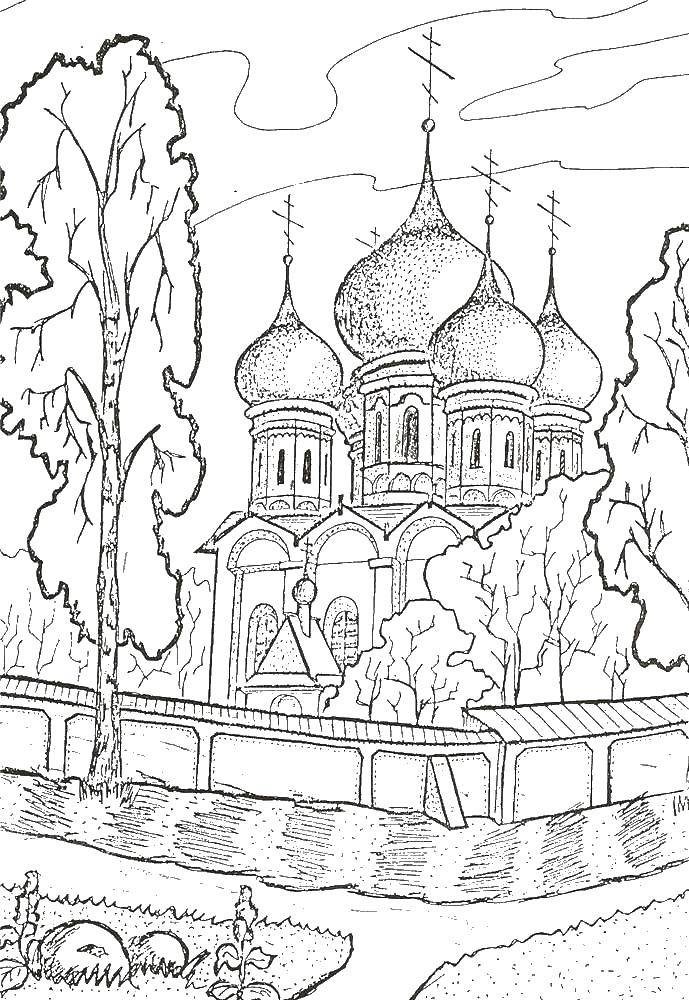 Раскраска Церковь Скачать ,церковь, дом,.  Распечатать 