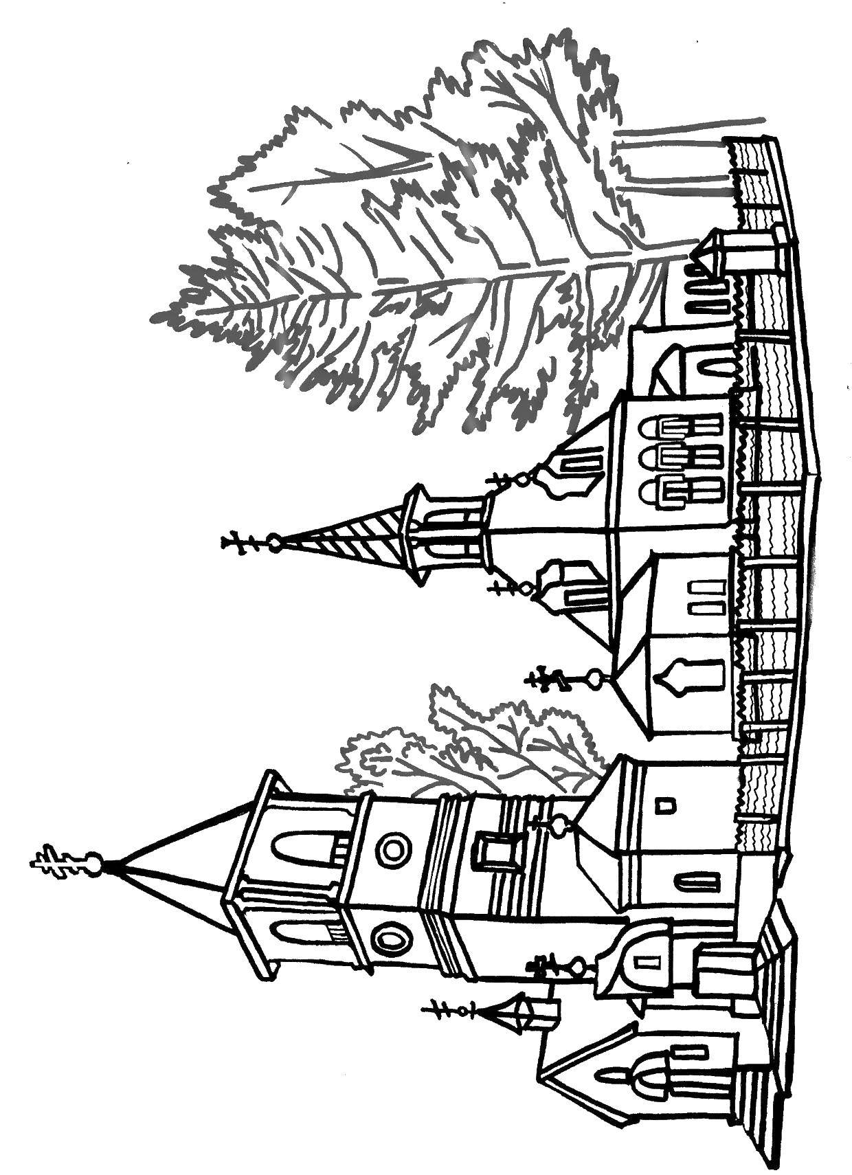 Раскраска Церковь Скачать ,Церковь,.  Распечатать 