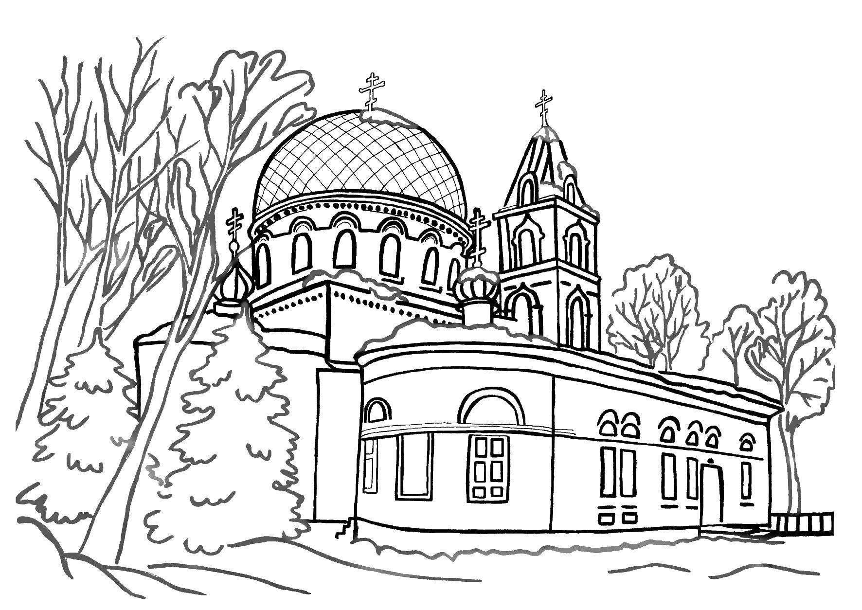 Раскраска Церковь Скачать ,Церковь,.  Распечатать 