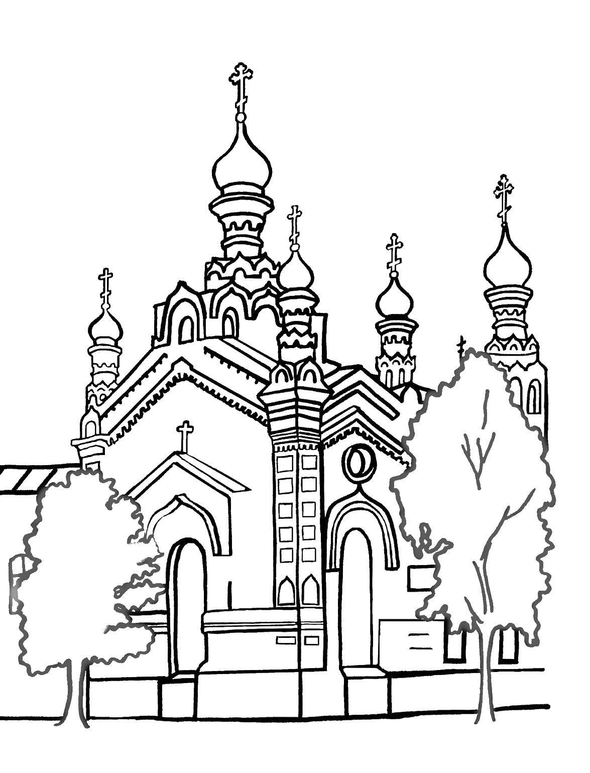 Название: Раскраска Красивая церковь. Категория: церковь. Теги: Церковь.