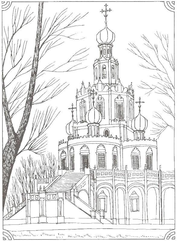 Название: Раскраска Церковь. Категория: религия. Теги: церковь, дом.