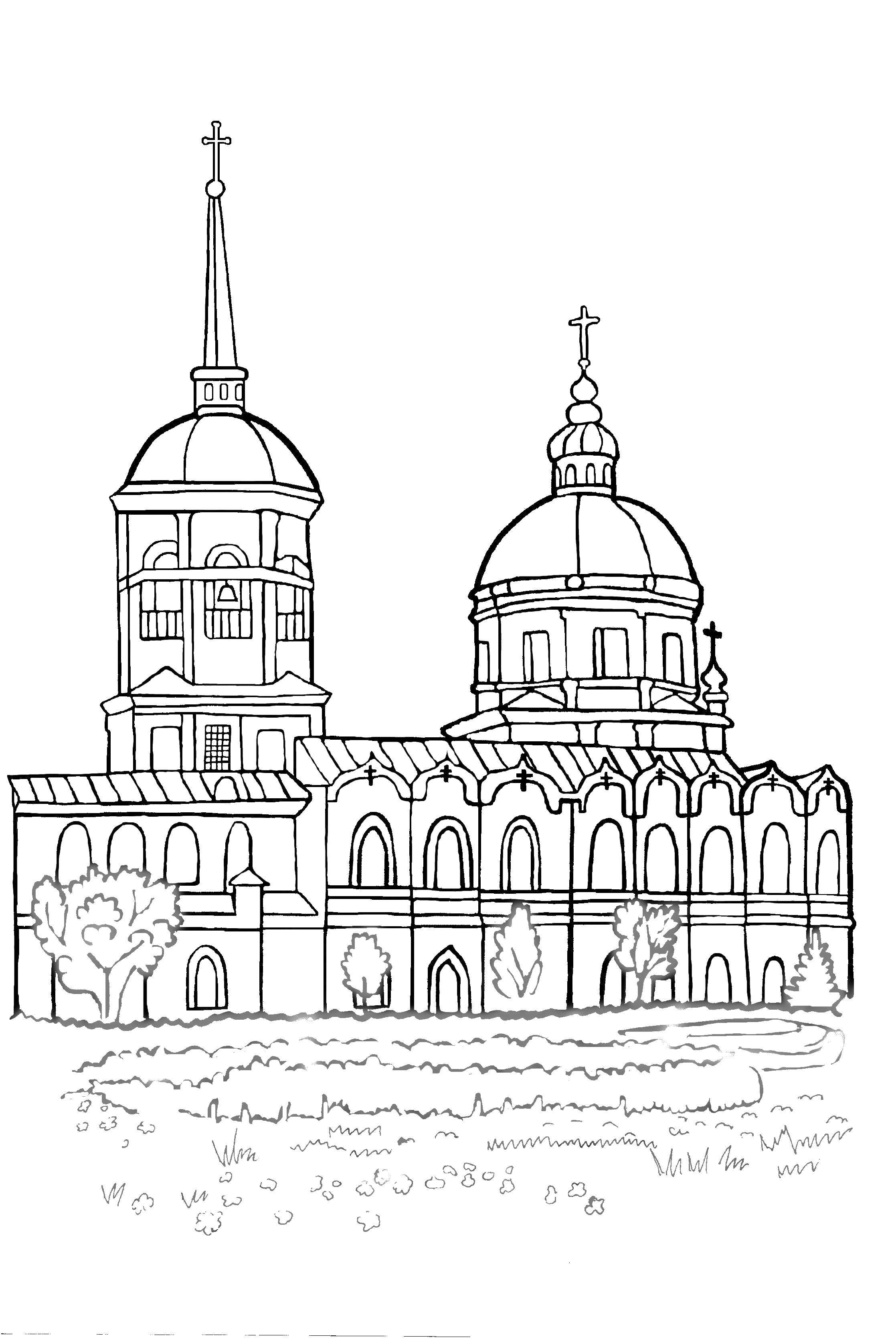 Название: Раскраска Церковь. Категория: церковь. Теги: церковь, дом.