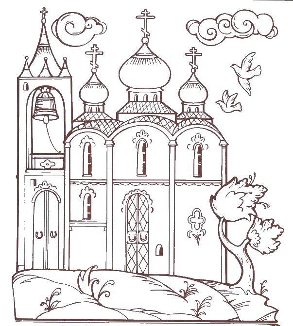 Раскраска Церковь Скачать ,церковь, дом,.  Распечатать 