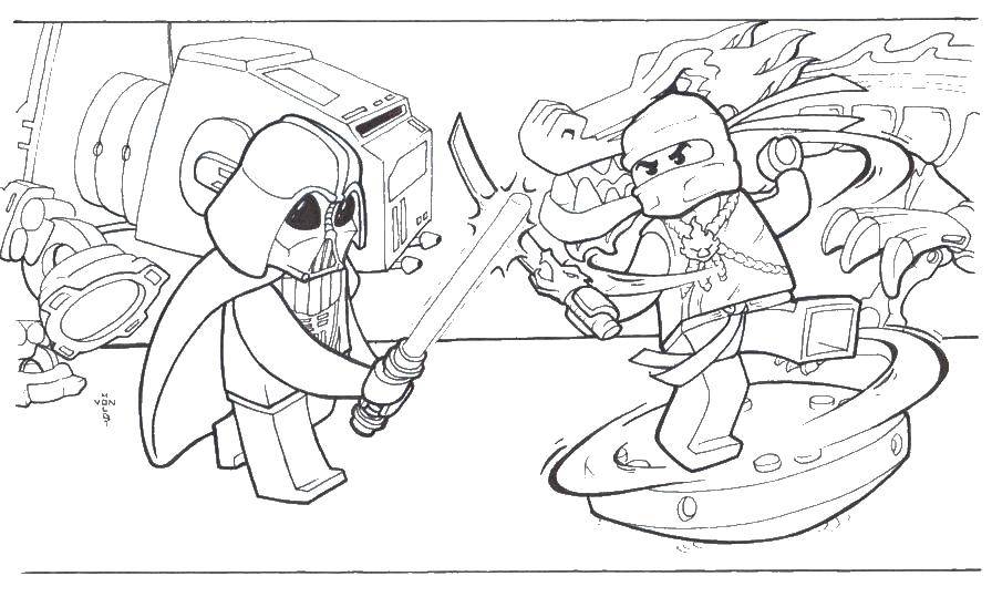 Раскраска Лего ниндзя Скачать ,лего, ниндзя,,.  Распечатать 