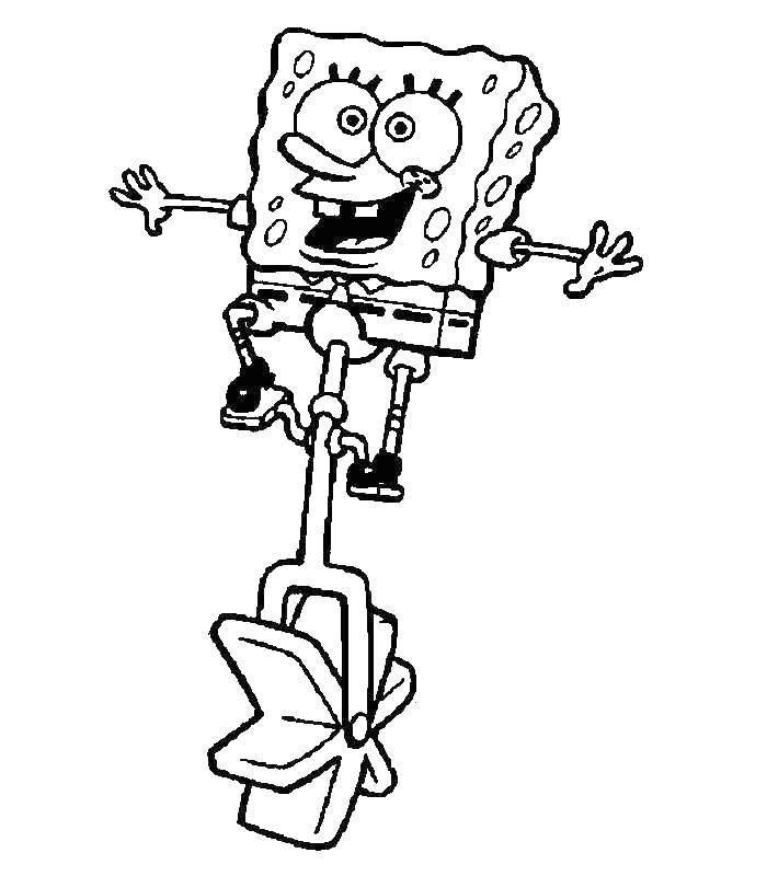 Название: Раскраска Спанч боб на велосипеде. Категория: спанч боб. Теги: Спанч Боб.