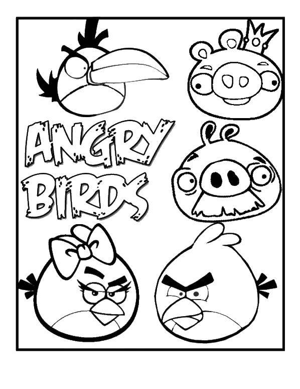 Раскраска  angry birds  Скачать ,Игры, Angry Birds ,.  Распечатать 