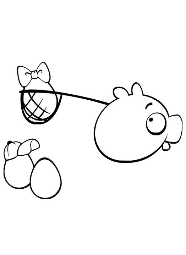Название: Раскраска Свинья из angry birds ворует яйца у птиц. Категория: angry birds. Теги: Игры, Angry Birds .