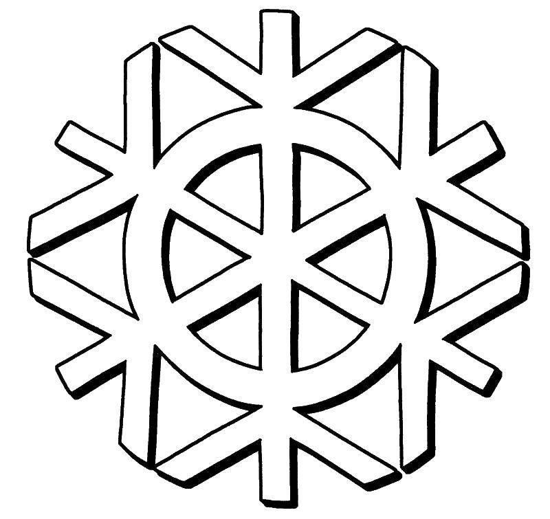 Раскраска Снежинка Скачать ,снег,.  Распечатать 