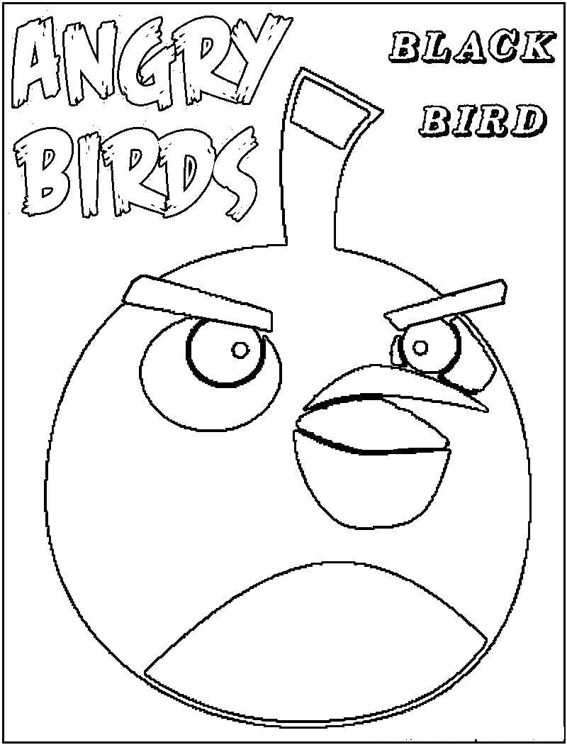 Раскраска Чёрная птичка Скачать ,Игры, Angry Birds ,.  Распечатать 