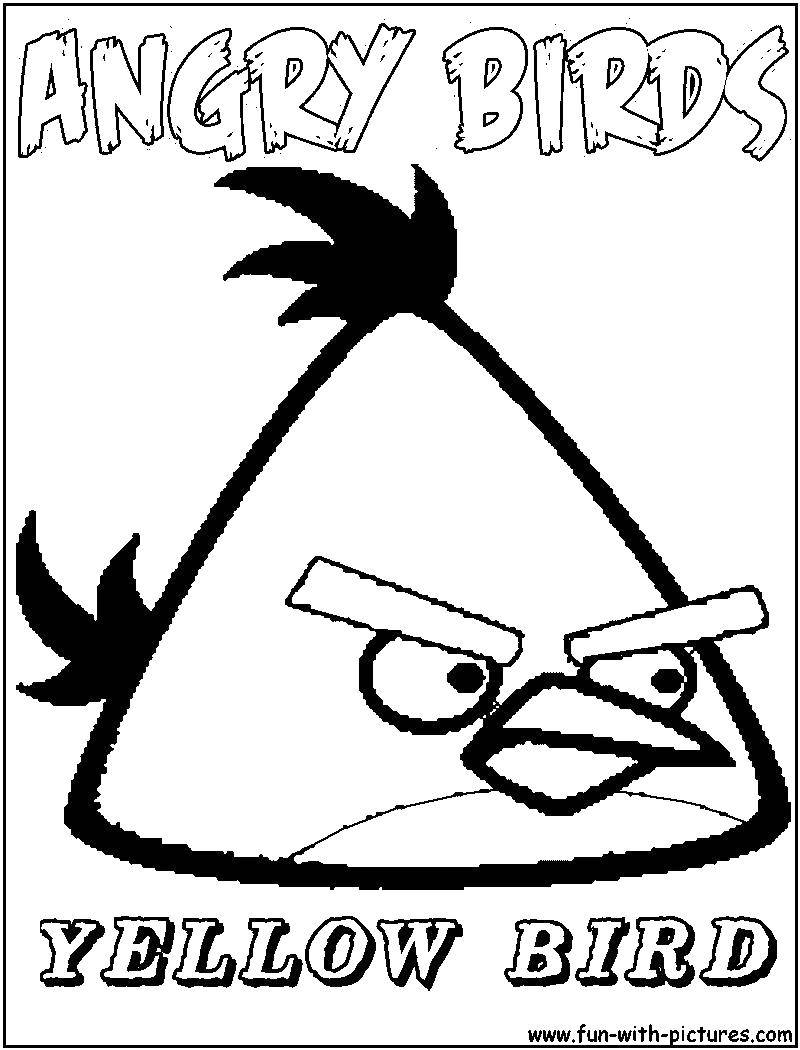 Раскраска Желтая птичка Скачать ,Игры, Angry Birds ,.  Распечатать 