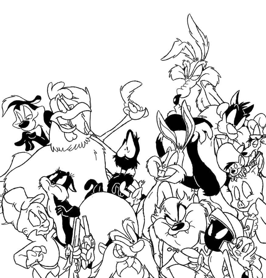 Раскраска Персонажи мультфильмов «looney tunes» Скачать ,Looney Tunes, персонажи, мультфильмы,.  Распечатать 
