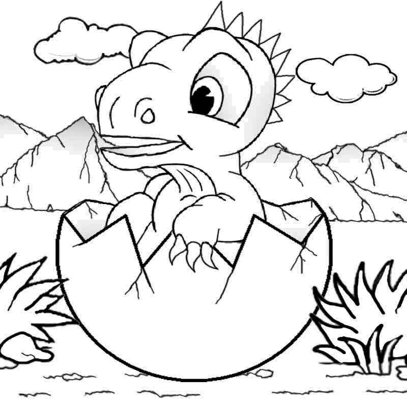 Название: Раскраска Детёныш динозавра. Категория: динозавр. Теги: Динозавры.