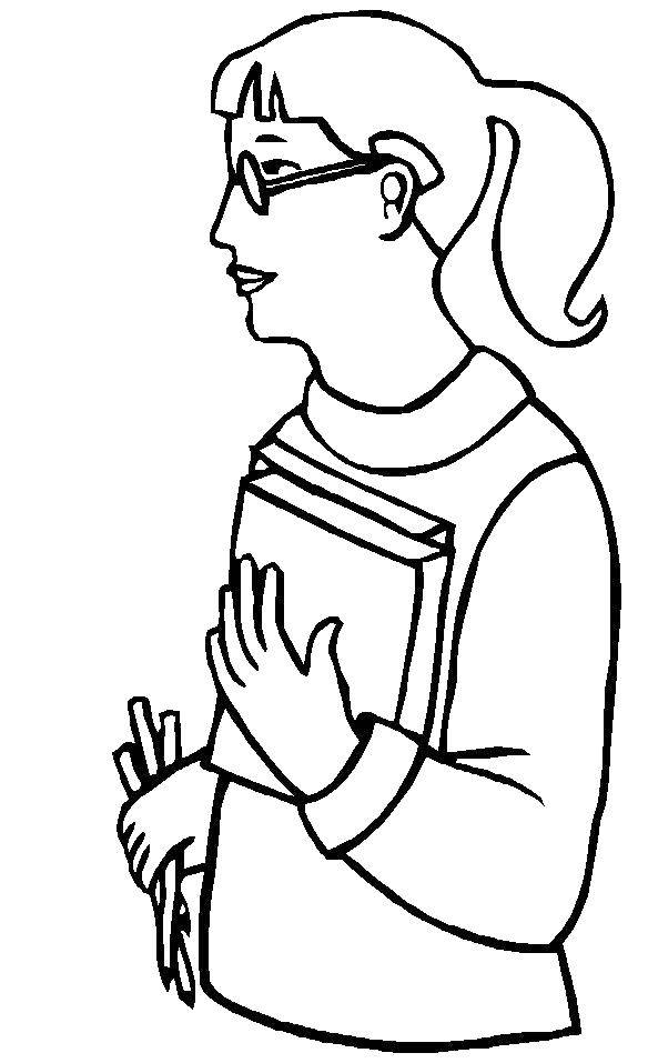Раскраска Девушка с книгами Скачать ,девушка, книги,.  Распечатать 