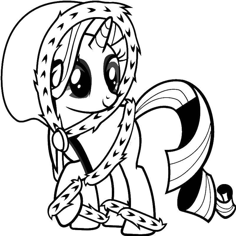 Название: Раскраска Зимняя пони. Категория: Пони. Теги: Пони, My little pony .