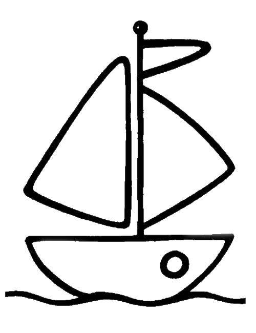 Название: Раскраска Корабль в море. Категория: корабль. Теги: корабль, вода.