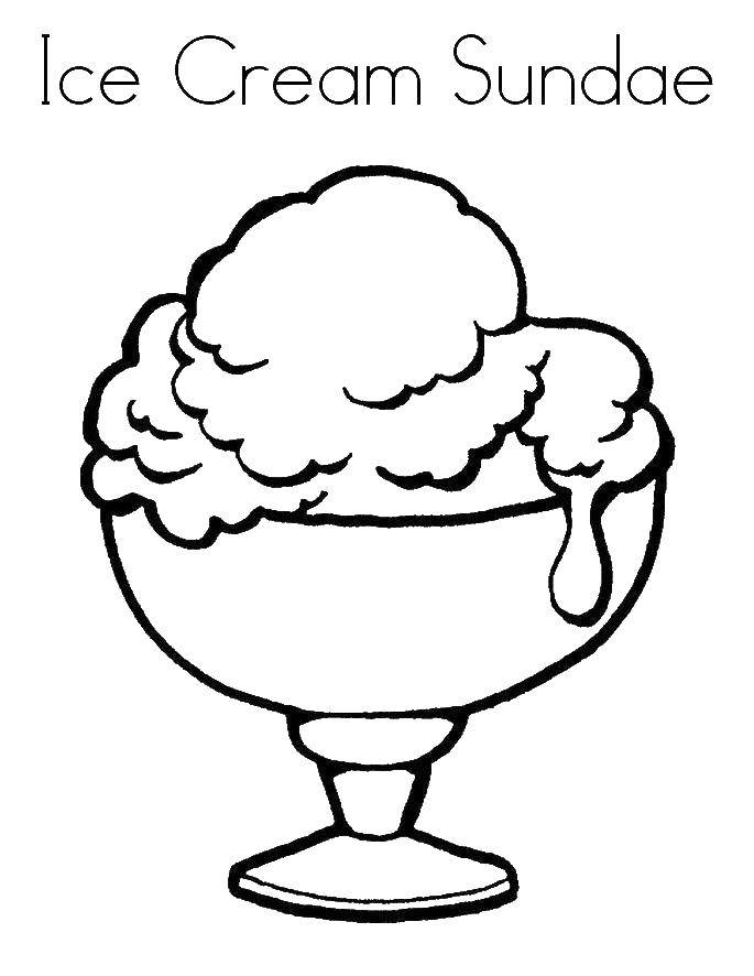 Название: Раскраска Мороженое в стакане. Категория: мороженое. Теги: мороженое.