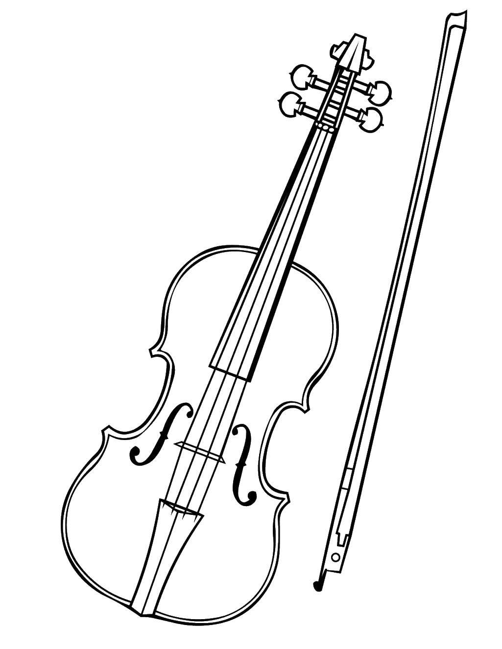 Раскраска Скрипка Скачать ,скрипка,.  Распечатать 