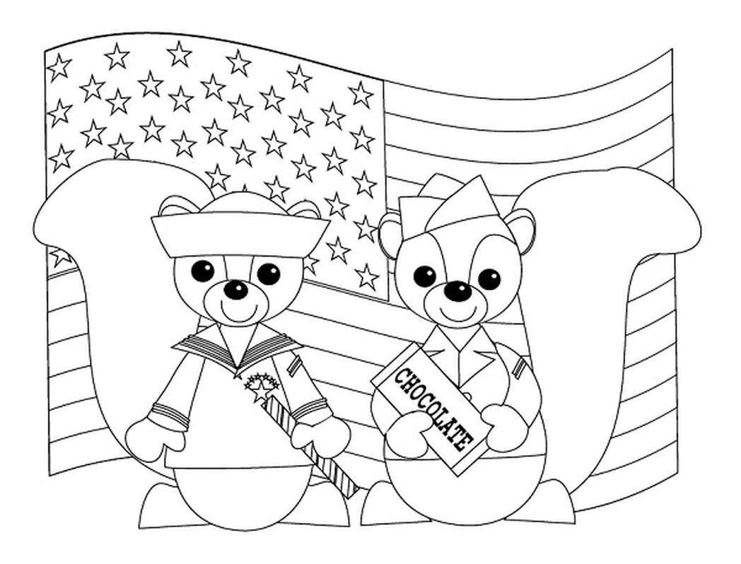 Название: Раскраска Мишки около флага сша. Категория: Флаги. Теги: Флаг.