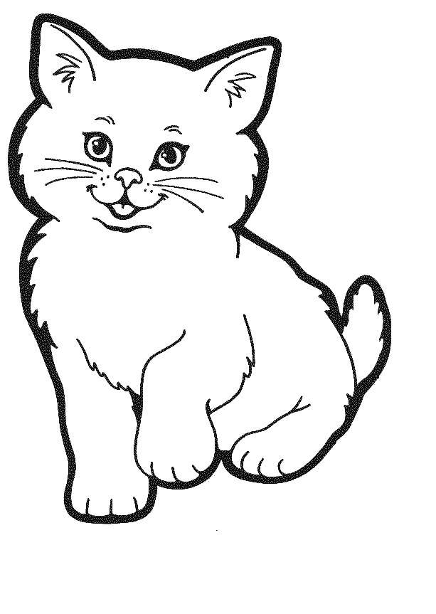 Раскраска Добрый котенок Скачать ,животные, котенок, кошка,.  Распечатать 
