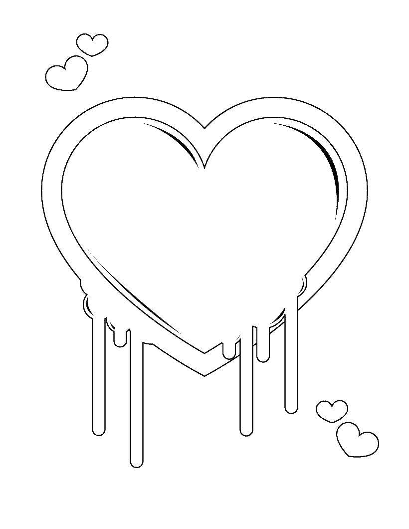 Раскраска Таящее сердце Скачать ,форма, сердце, любовь,.  Распечатать 