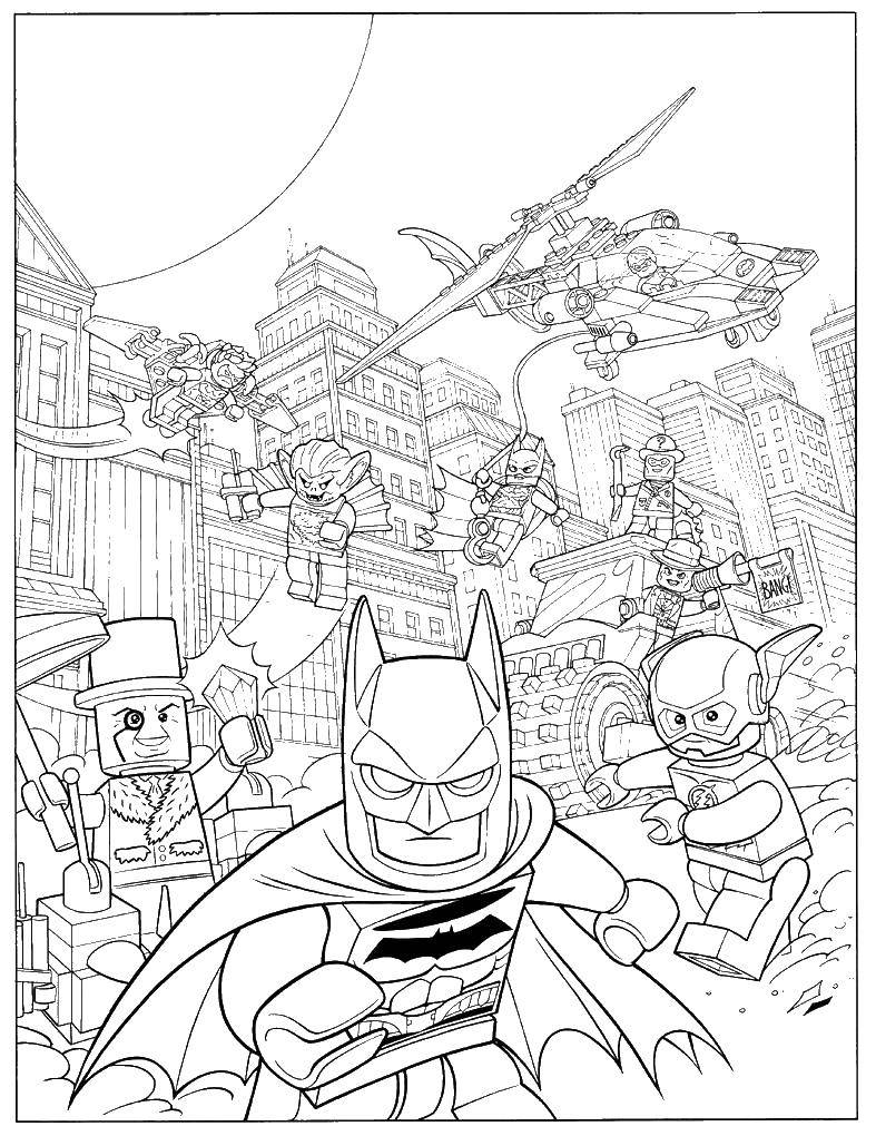 Название: Раскраска Лего герои. Категория: Лего. Теги: лего, супергерои.