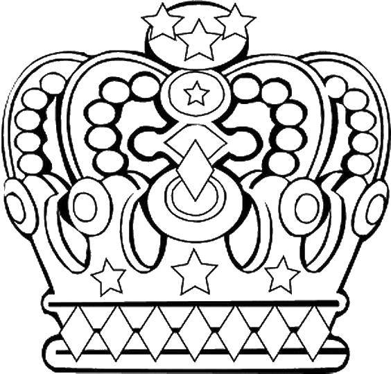 Раскраска Украшенная корона Скачать ,Корона,.  Распечатать 