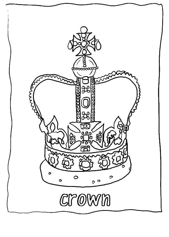 Раскраска Корона Скачать ,Корона, тиара,.  Распечатать 