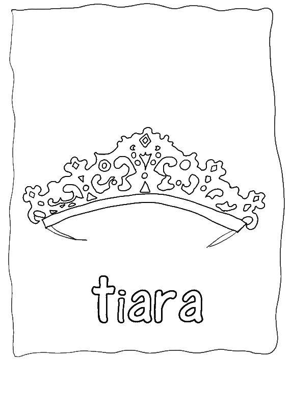Раскраска Тиара Скачать ,Корона, тиара,.  Распечатать 