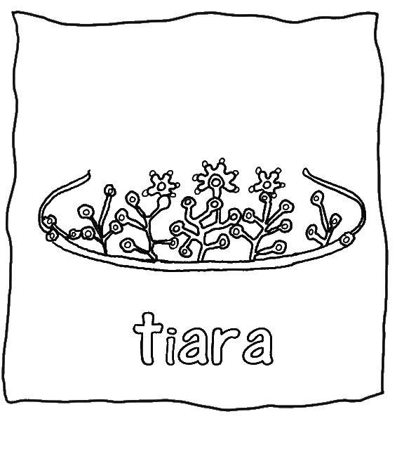 Раскраска Тиара Скачать ,тиара, королева, корона,.  Распечатать 