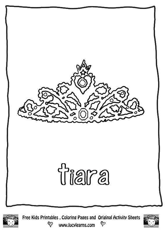 Раскраска Тиара Скачать ,тиара, королева, корона,.  Распечатать 