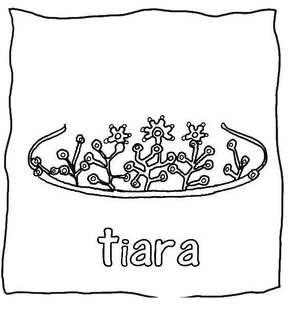 Название: Раскраска Тиара с цветами. Категория: Английский. Теги: Английский.