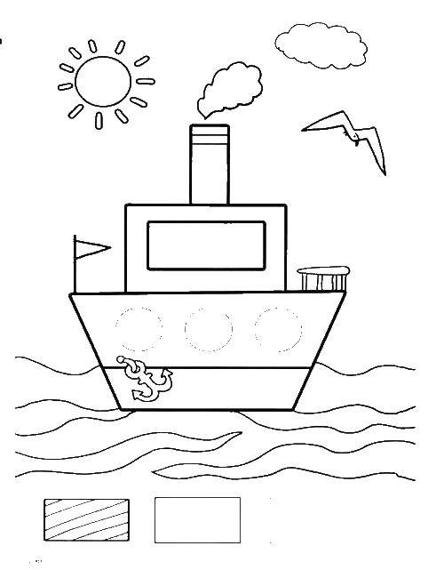 Раскраска Кораблик Скачать ,корабль, море,.  Распечатать 