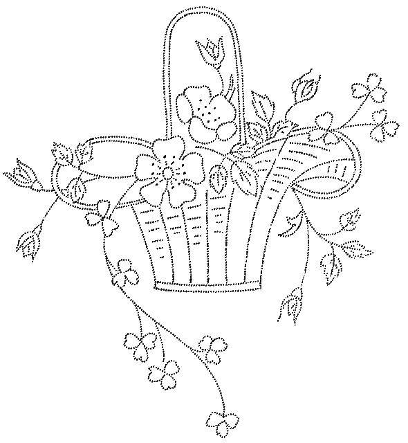 Раскраска Корзина с цветами Скачать ,корзина, цветы,.  Распечатать 