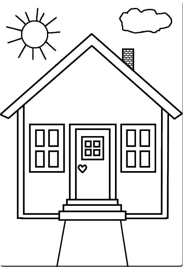 Раскраска Дом Скачать ,дом, архитектура, природа,.  Распечатать 