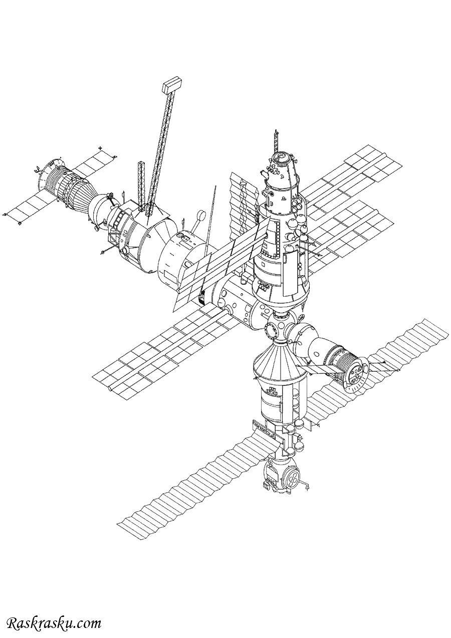 Раскраска Спутник Скачать ,Спутник, космос,.  Распечатать 