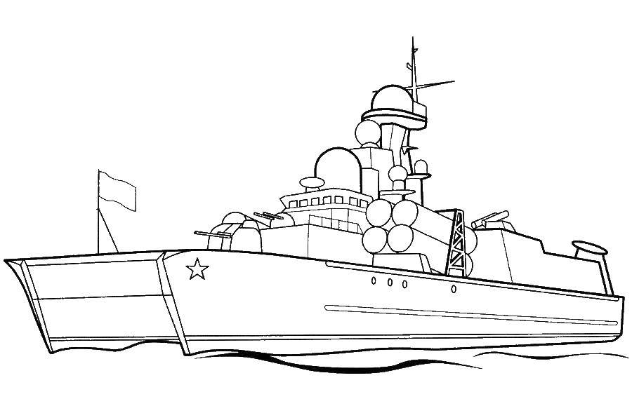Раскраска корабли Скачать ,корабль, море, война,.  Распечатать 