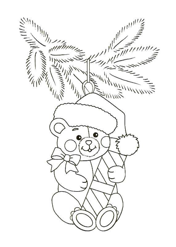 Название: Раскраска Медвежонок. Категория: елочные игрушки. Теги: Новый Год, Новогодняя игрушка.