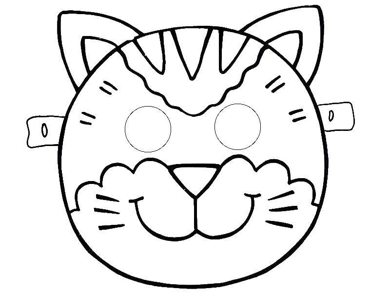 Раскраска Маска кошки Скачать ,маска, кот,.  Распечатать 