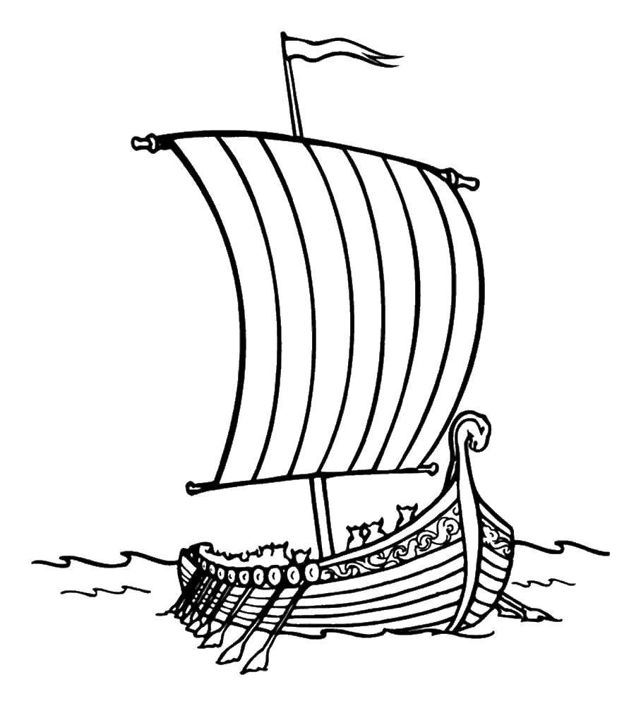 Раскраска Корабль Скачать ,корабль, море,.  Распечатать 