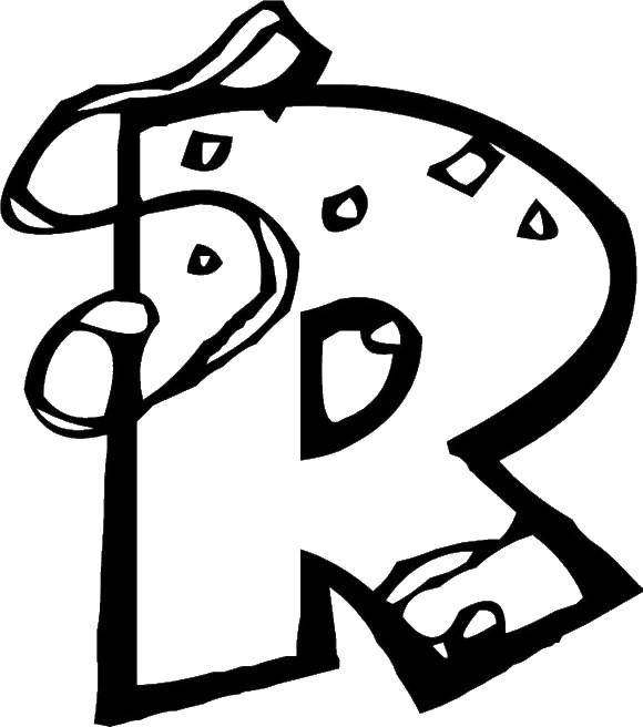 Название: Раскраска Буква r. Категория: Буквы. Теги: буквы, R.