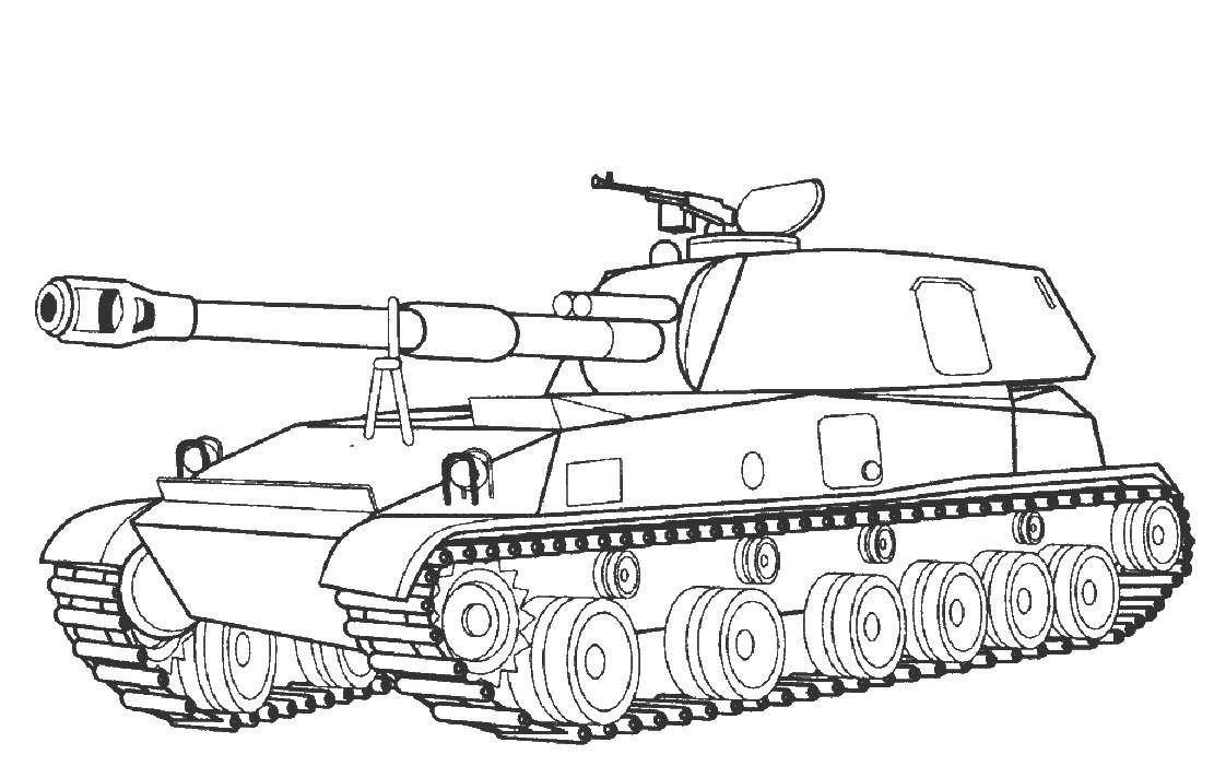 Раскраска Танк Скачать ,Военное, машины, танк, оружие,.  Распечатать 