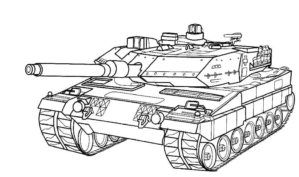 Раскраска Танк Скачать ,Военное, машины, танк, оружие,.  Распечатать 