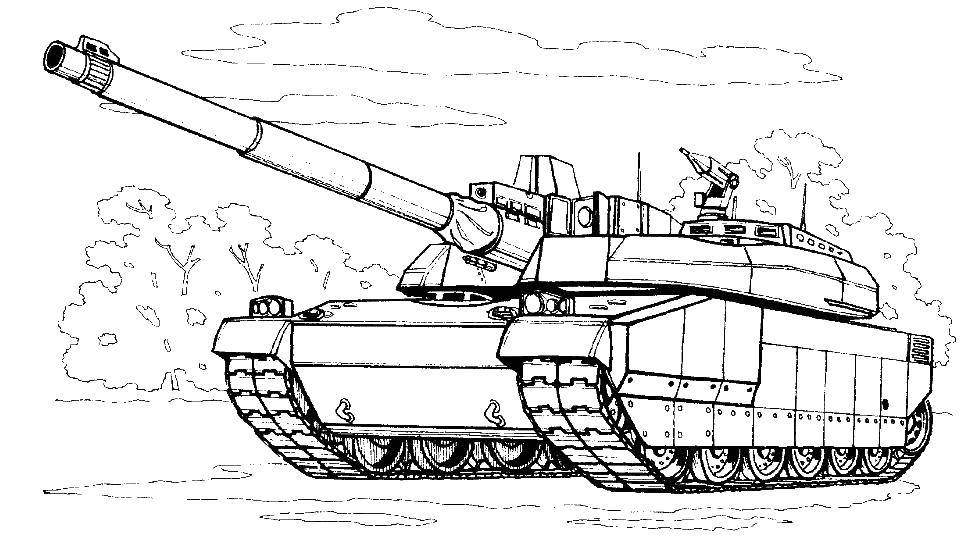 Раскраска Военный танк Скачать ,Военное, машины, танк, оружие,.  Распечатать 