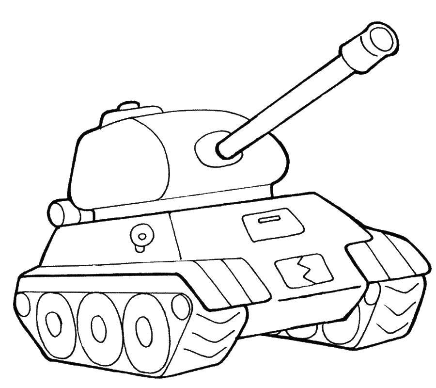 Название: Раскраска Танк. Категория: военное. Теги: Военное, машины, танк, оружие.