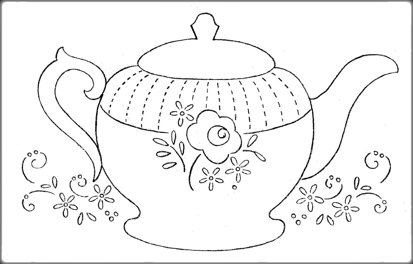 Раскраска чайник Скачать ,чайник,.  Распечатать 